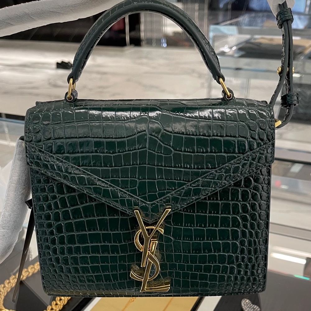 YSL (limited edition) green crocodile Cassandra crossbody bag